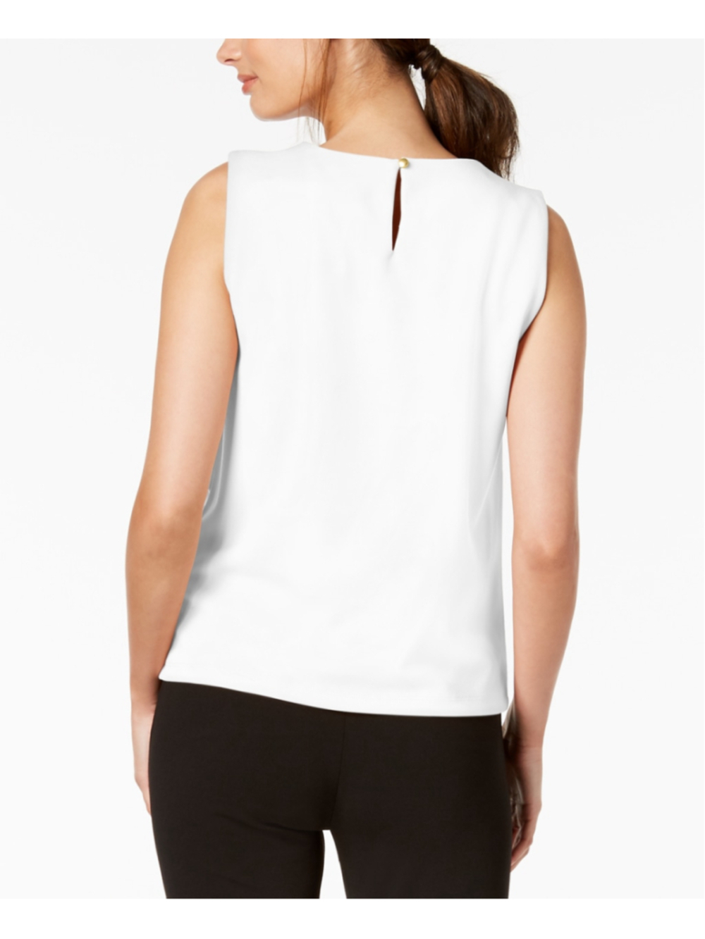Calvin Klein Women's XL White Sleeveless Pleated Blouse w/ Gold Detail NWT - Picture 2 of 5